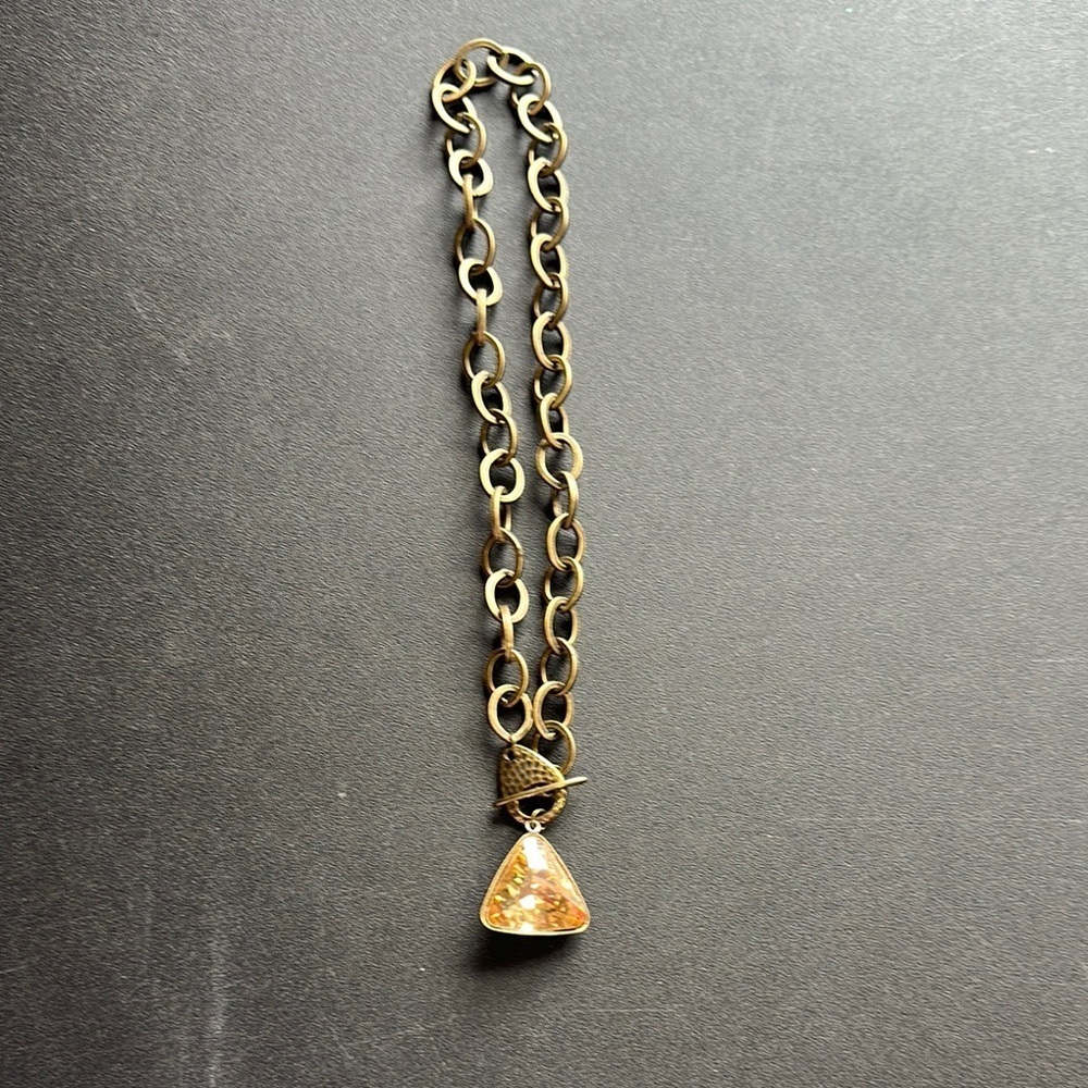 Muted bronze with lab created brown tourmaline necklace